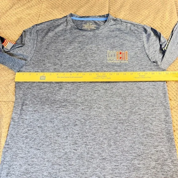 Vineyard Vines Mens Performance Long Sleeve Shirt Blue Snowboard Graphic Medium - Picture 3 of 9